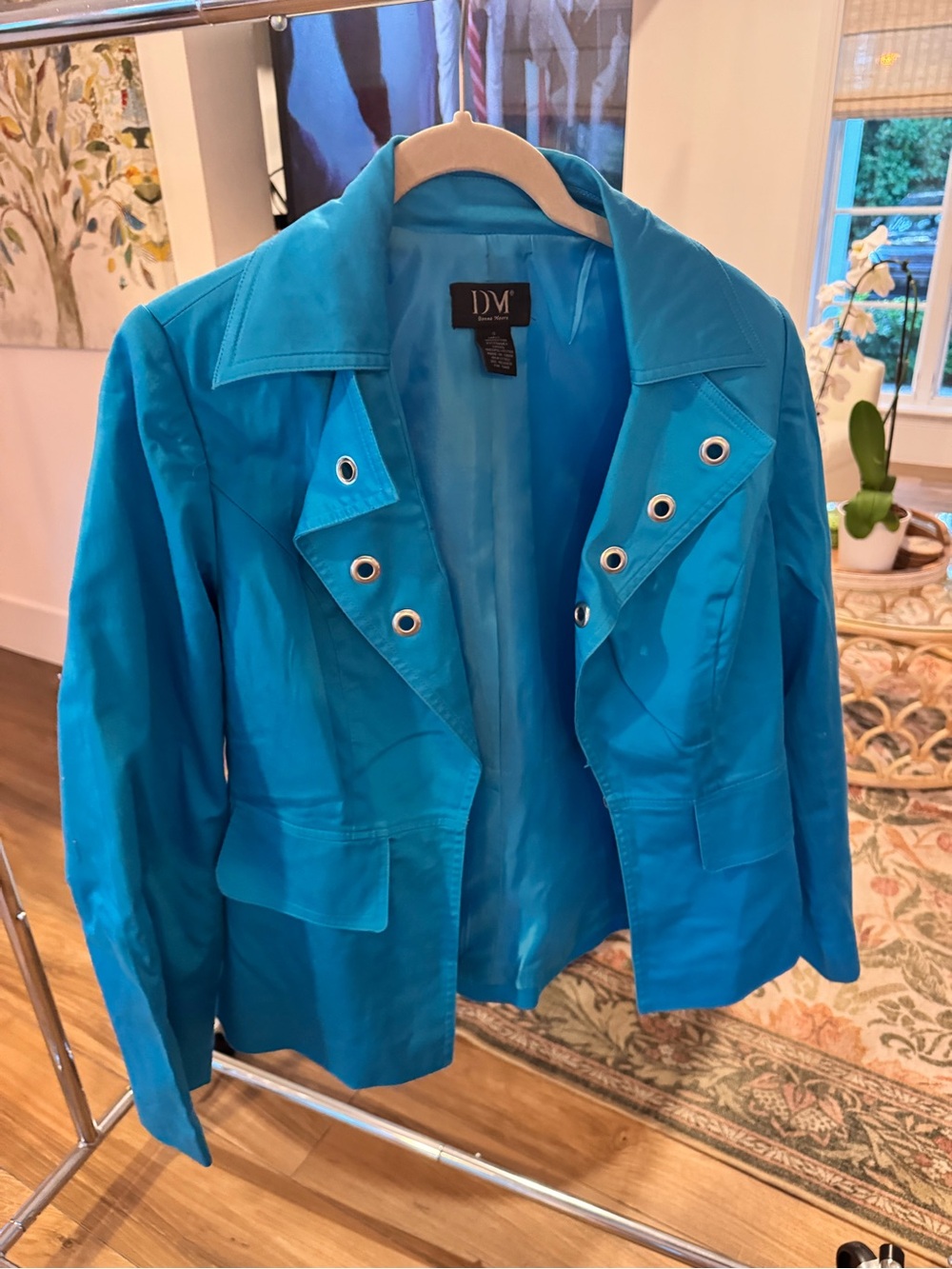 DM Turquoise Eyelet-Detail Blazer Jacket and pants set